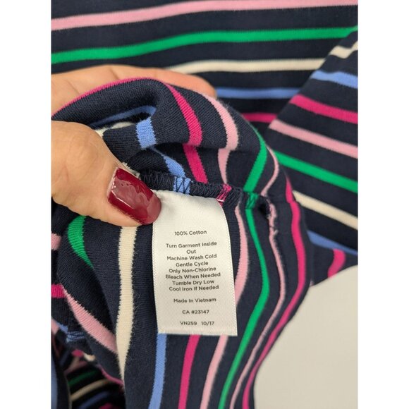 Striped Knit Shift Dress Women Size S Talbots Bow Neck Preppy Y2K Office Coastal - Picture 7 of 8